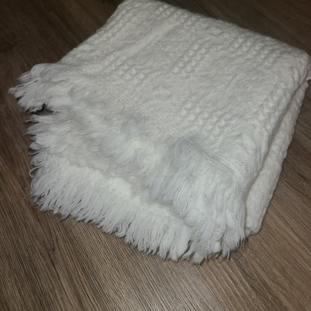 Vtg Hand-Loomed Wool Square Scarf Throw Wrap 38x38